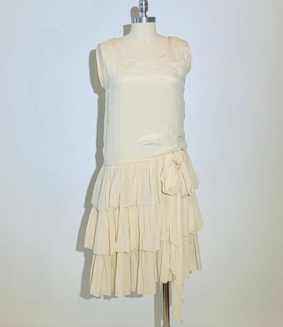 1930's Champagne Silk Flapper Dress - image 1