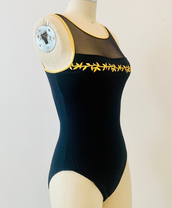 1980’s Black and Gold Bathing Suit - image 3