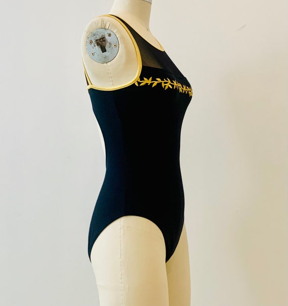 1980’s Black and Gold Bathing Suit - image 4