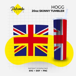 Hogg 20oz Skinny Tapered Tumbler Wrap ∞ Union Jack ~ Drapeau britannique GB UK ∞ fichier de coupe numérique SVG pour Cricut et Silhouette