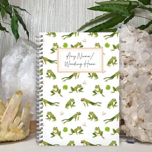 Personalised A5 Notebook Notepad Wirebound Softbacked Cute Frogs,Spiral Notebook gifts for him / her