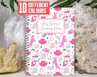 Personalised Cowgirl Notebook: A5 Wirebound Softback, Horse Design, custom name cowboy notebook