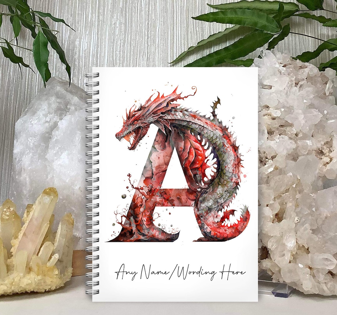 Personalised Red Dragon Initial Notebook: Custom Name Fantasy Notepad ...