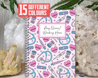 Personalised Nurse / Doctor Notebook: A5 Wirebound Softback, custom name medical notebook