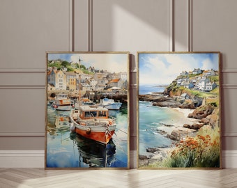 7, Cornwall Water Colour Paintings, England artwork, watercolour decor, framed or unframed