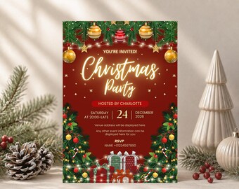 Personalised Christmas Party Invitations, Custom Digital Party Invite, Professionally personalised by seller