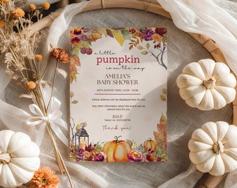 Personalised Pumpkin Baby Shower Invite, Custom Digital Party Invite, Professionally personalised by seller