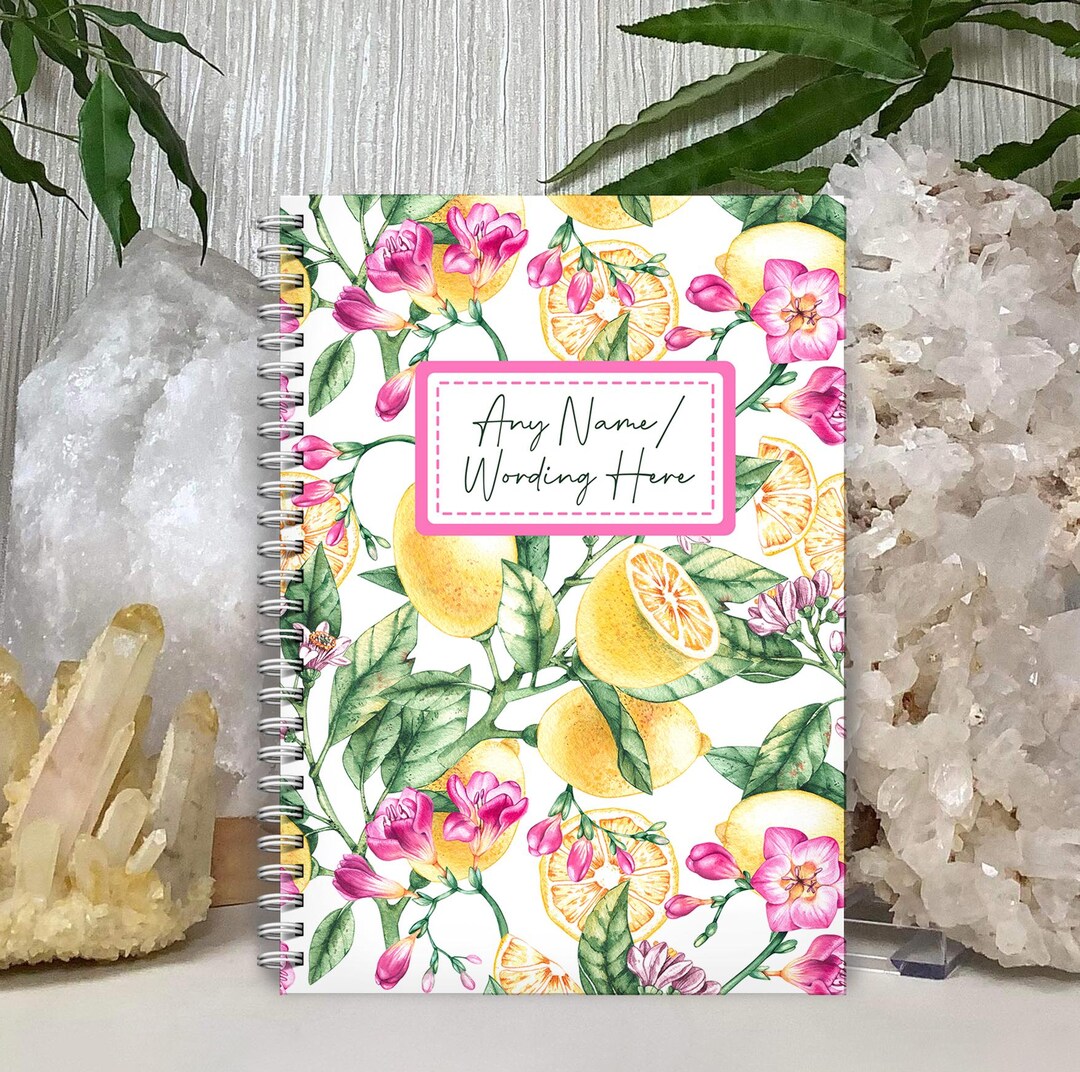 Personalised Lemon Floral Softback Notebook: Botanical A5 Wirebound ...