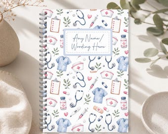 Personalised Nurse / Doctor Notebook: A5 Wirebound Softback, custom name medical notebook