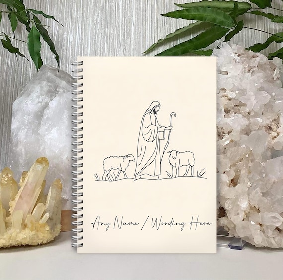 Personalised Jesus Notebook: custom name Christian notepad. A5, Wirebound, Softback. Religious gifts