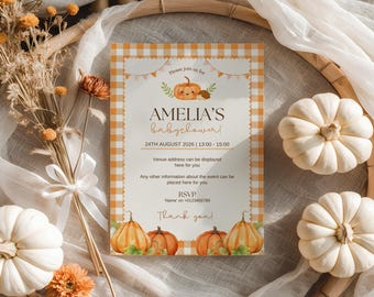 Personalised Pumpkin Baby Shower Invite, Custom Digital Party Invite, Professionally personalised by seller
