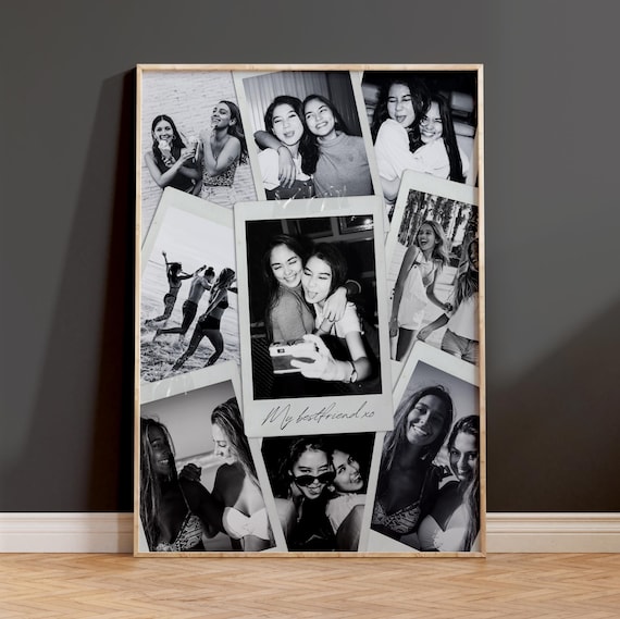 Personalised Photo Collage, polaroid Wall Art, bestfriend Gift, Keepsake Poster, gifts for girlfriend/boyfriend