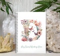 Personalised A5 Notebook Notepad Wirebound Softbacked Pink Floral Butterfly Letters Monogram, Spiral Notebook, gifts for her / him