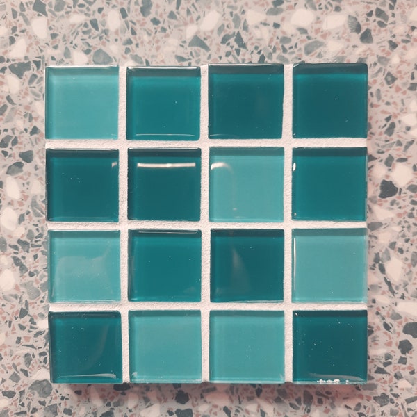 Dessous de plat mosaïque série Menthe à l eau camaïeu de bleu/vert , art de la table