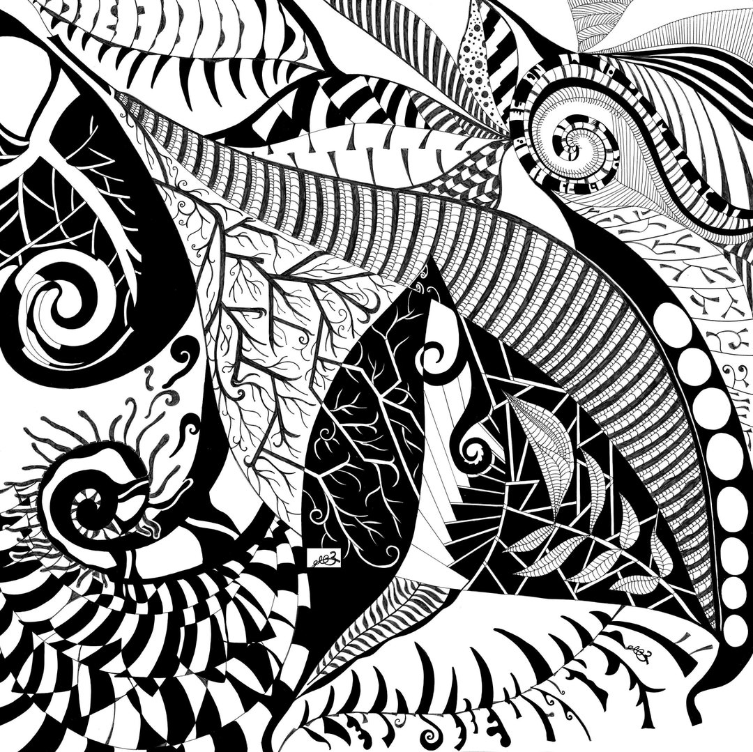 Abstract Leaves Wall Art, Black and White Foliage Design, Trees ...