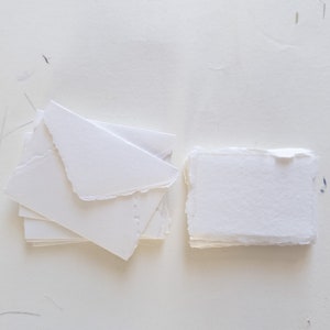 Pack of 10 Assorted sizes WHITE DECKLE EDGE Paper, multiple sizes Handmade paper and envelope, Handmade Cotton Rag Envelopes, papier coton