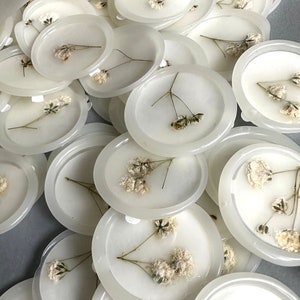 Sigilli di fiori pressati Baby Breath, sigilli di cera autoadesivi, fai da te per matrimoni, sigilli di cera a forma di fiore, sigilli di cera per inviti, adesivi per sigilli di cera per matrimoni