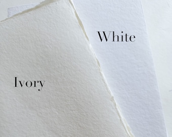 Pack of 10 Assorted sizes IVORY DECKLE EDGE Paper, Warm White Handmade paper , Handmade Cotton Rag, cotton paper, Ivory handmade paper