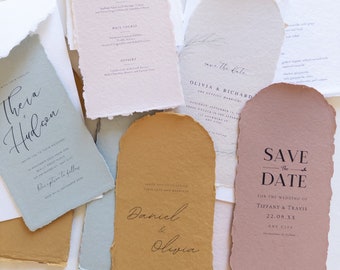 Arched paper Soft White, blush, Arch wedding invitations, beige Handmade Deckle Edge Paper , invite Paper, Handmade Paper, wedding invitea