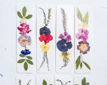 pressed flower bookmark, mixed flowers, handmade bookmark, gift, dried flower, fleur séchée , marque page