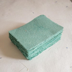 Set di 5 carta fatta a mano verde viridian con busta, carta con bordi in cotone, carta per inviti, carta da cancelleria, Papier Fait Main