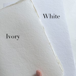 Pack of 10 Assorted sizes IVORY DECKLE EDGE Paper, Warm White Handmade paper , Handmade Cotton Rag, cotton paper, Ivory handmade paper