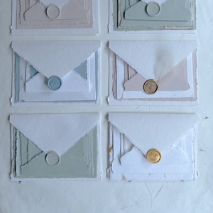 Set of 10 A6, 5x7 paper multiple color Handmade Deckle Edge Paper and envelope, 4 BAR Paper, Handmade Cotton Rag Envelopes, papier coton