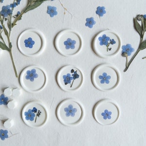 Non ti scordar di me "" Sigilli di fiori pressati, Sigilli di cera autoadesivi, matrimonio fai da te, Sigilli di cera di fiori, Sigilli di cera, Adesivi sigillo di cera di nozze