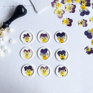 Pansy Pressed flower Seals, Self Adhesive Wax Seals, wedding DIY, flower Wax Seals, pensée fleur Wax Seals, Wedding Wax Seal Stickers