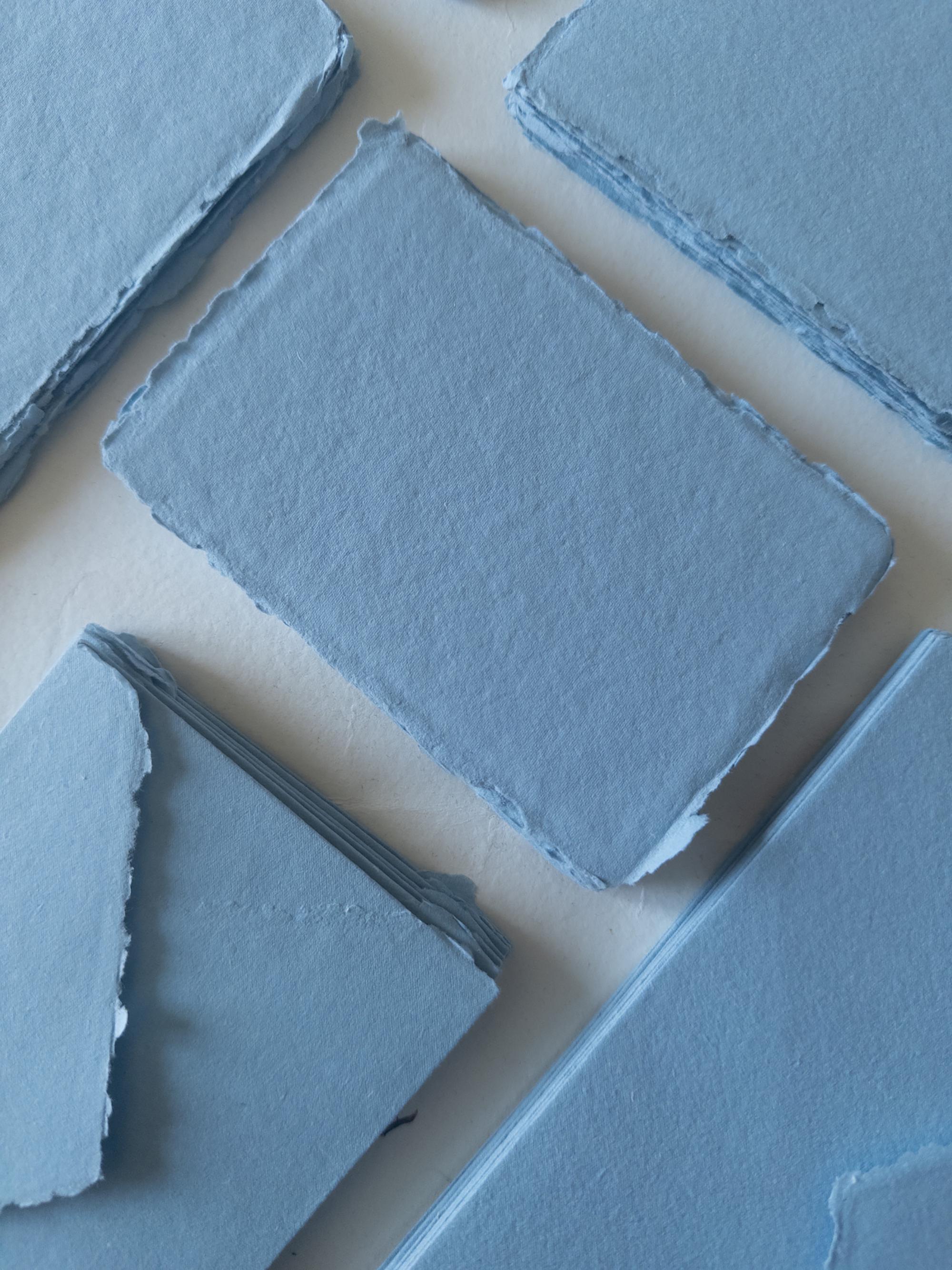 Dusty Blue Paper Pack of 10 Handmadedeckle Edge Rag Paper & Envelopes ...