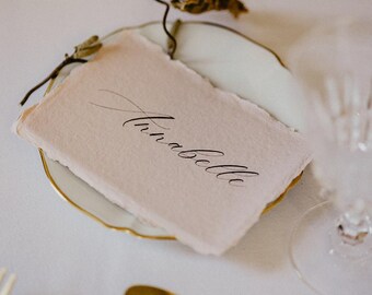 Handmade Deckle Edge Place Cards 8x12 cm , Cotton Paper Escort Cards, Wedding Name Cards, Calligraphy Paper, Rustic Table Stationery