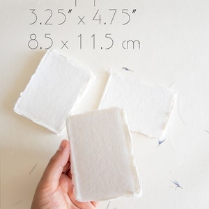 Pack of 10 Assorted sizes WHITE DECKLE EDGE Paper, multiple sizes Handmade paper and envelope, Handmade Cotton Rag Envelopes, papier coton image 3