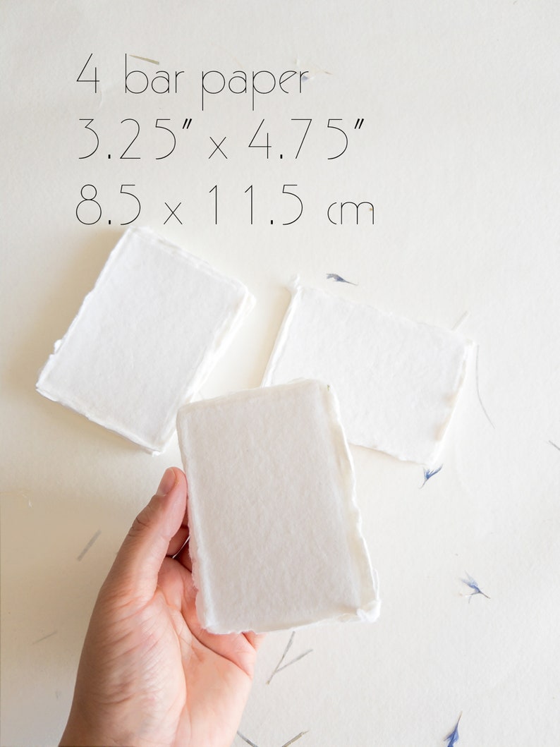 Pack of 10 Assorted sizes WHITE DECKLE EDGE Paper, multiple sizes Handmade paper and envelope, Handmade Cotton Rag Envelopes, papier coton image 3