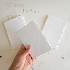 Pack of 10 Assorted sizes WHITE DECKLE EDGE Paper, multiple sizes Handmade paper and envelope, Handmade Cotton Rag Envelopes, papier coton image 4