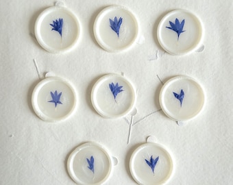 Corn flower "" Pressed flower Seals, Self Adhesive Wax Seals, wedding DIY, flower Wax Seals, Wax Seals, Wedding Wax Seal Stickers