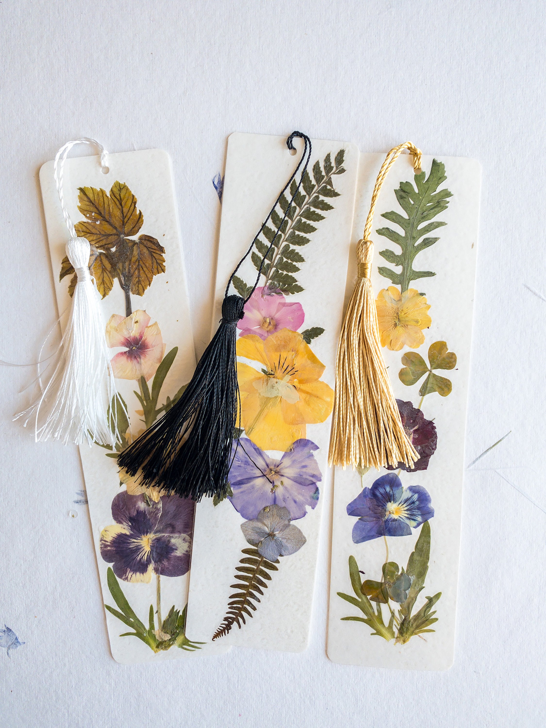 Pressed Flower Bookmark, Miniature Hyacinth, Buttercup, Daisy