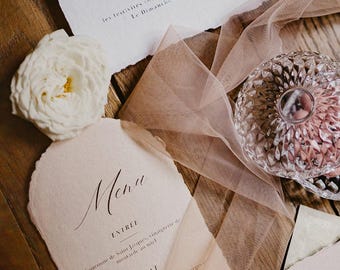 Arched paper Soft White, blush, luscious, beige Handmade Deckle Edge Paper , invite Paper, Handmade Paper, wedding invitation, save the date