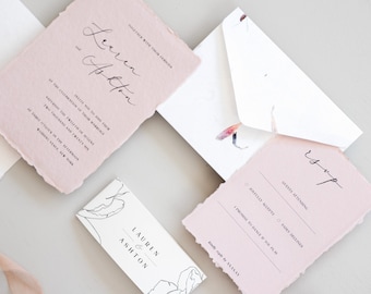 Invitation set paper A6, 5X7 inch multiple color Handmade Deckle Edge Paper and envelope print at home, wedding invitation, cotton paper