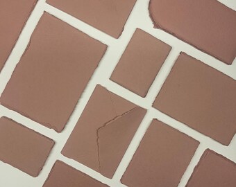 Terra cotta Paper, Clay, Pack of 10 Handmade Cotton Rag Paper & Envelopes Deckle Edge, Stationery, Assorted Sizes, Announcement, Paper Cotton