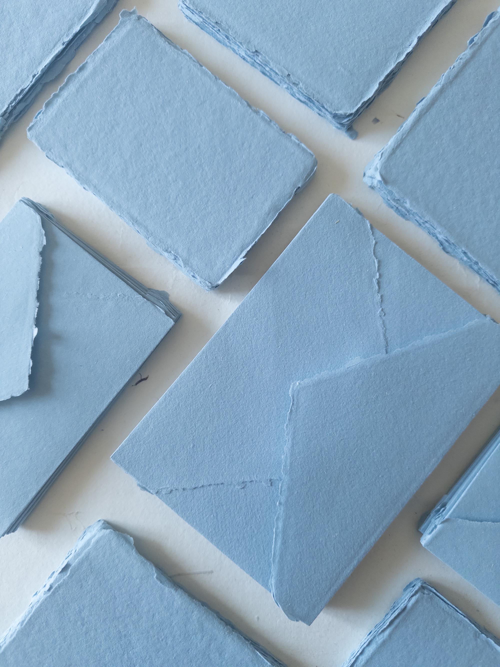 Dusty Blue Paper Pack of 10 Handmadedeckle Edge Rag Paper & Envelopes ...