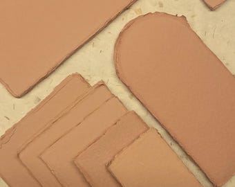Clay, terra cotta, Pack of 10 Deckle Edge Paper Set & Envelopes, Wedding Invitations Paper, Handmade Paper, Luxury Rustic Invitation Paper