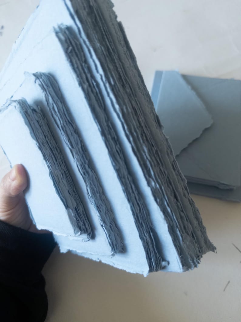 Dusty Blue Paper Pack of 10 Handmadedeckle Edge Rag Paper & Envelopes ...
