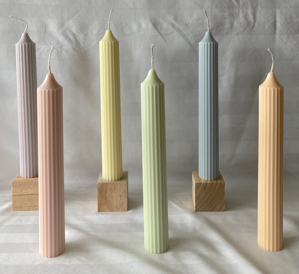 Pillar Candle / Ribbed Pillar / Soy Wax Candle / Vegan Candle Etsy