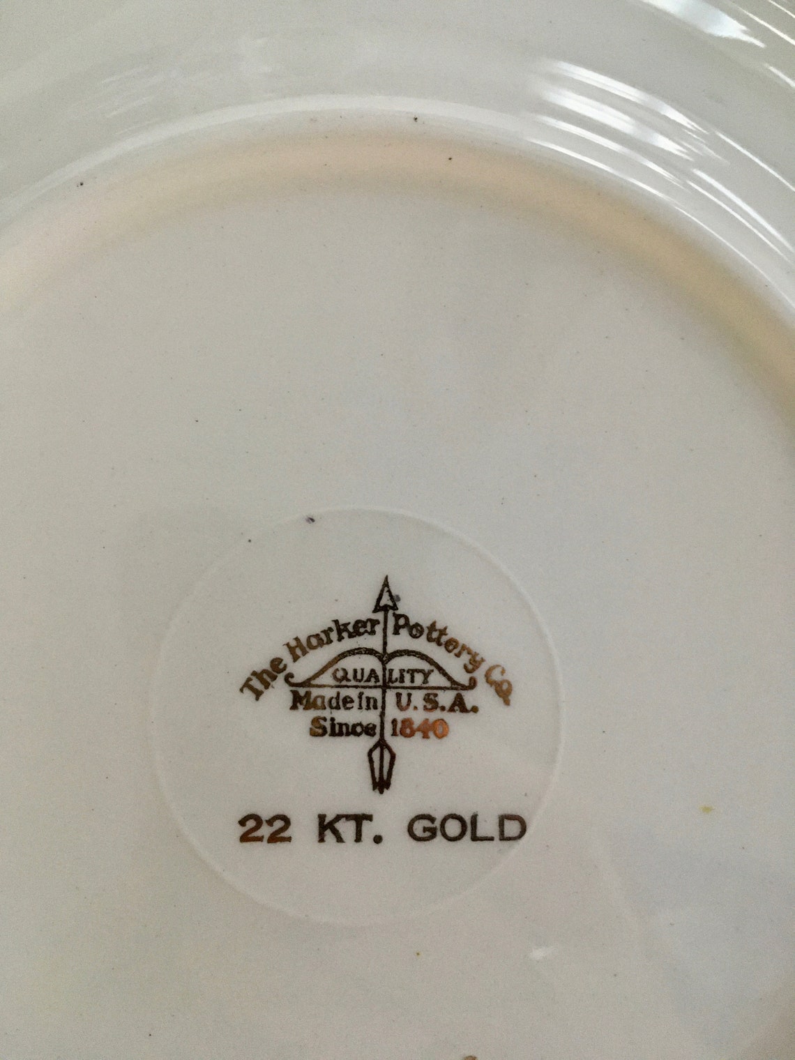The Harker Pottery Co. 22 Kt. Gold Cake Plate Small Dessert - Etsy