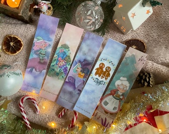 Set of 5 Christmas bookmarks