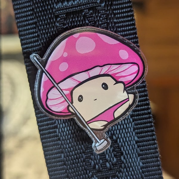 Cute Pink Acrylic Mushroom Pin | Funny Acrylic Pin | Novelty Pin | Kawaii Mushroom Pin