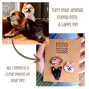 Custom pet portrait pin | acrylic pin | pet pin | personalized lapel pin | duck pin | bunny pin | dog pin | cat pin | rabbit pin