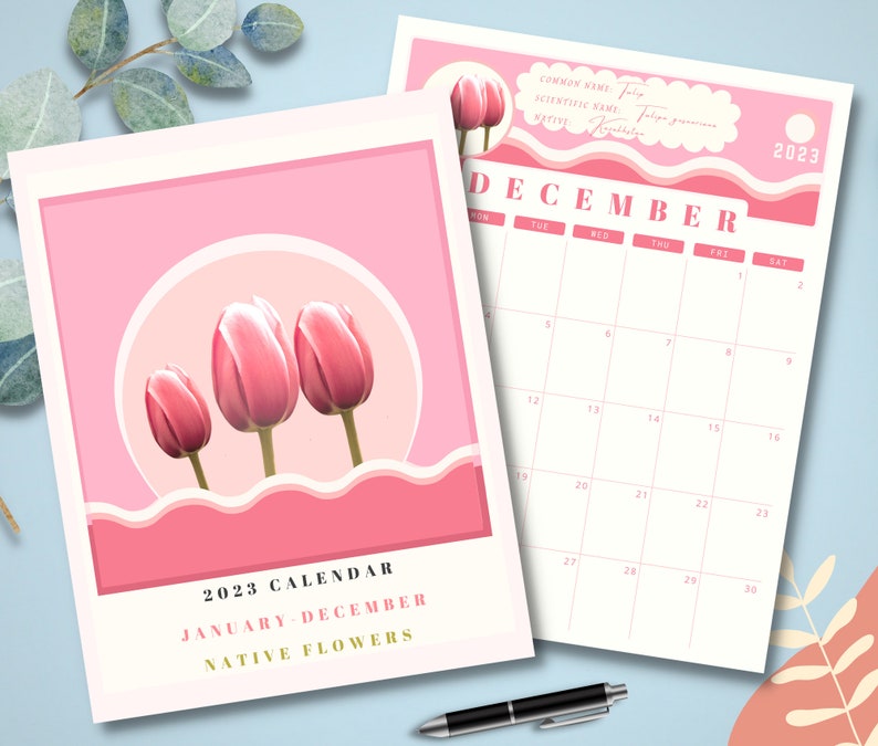 Floral Calendar January 2023 2023 Calendar Template 2023 - Etsy Australia