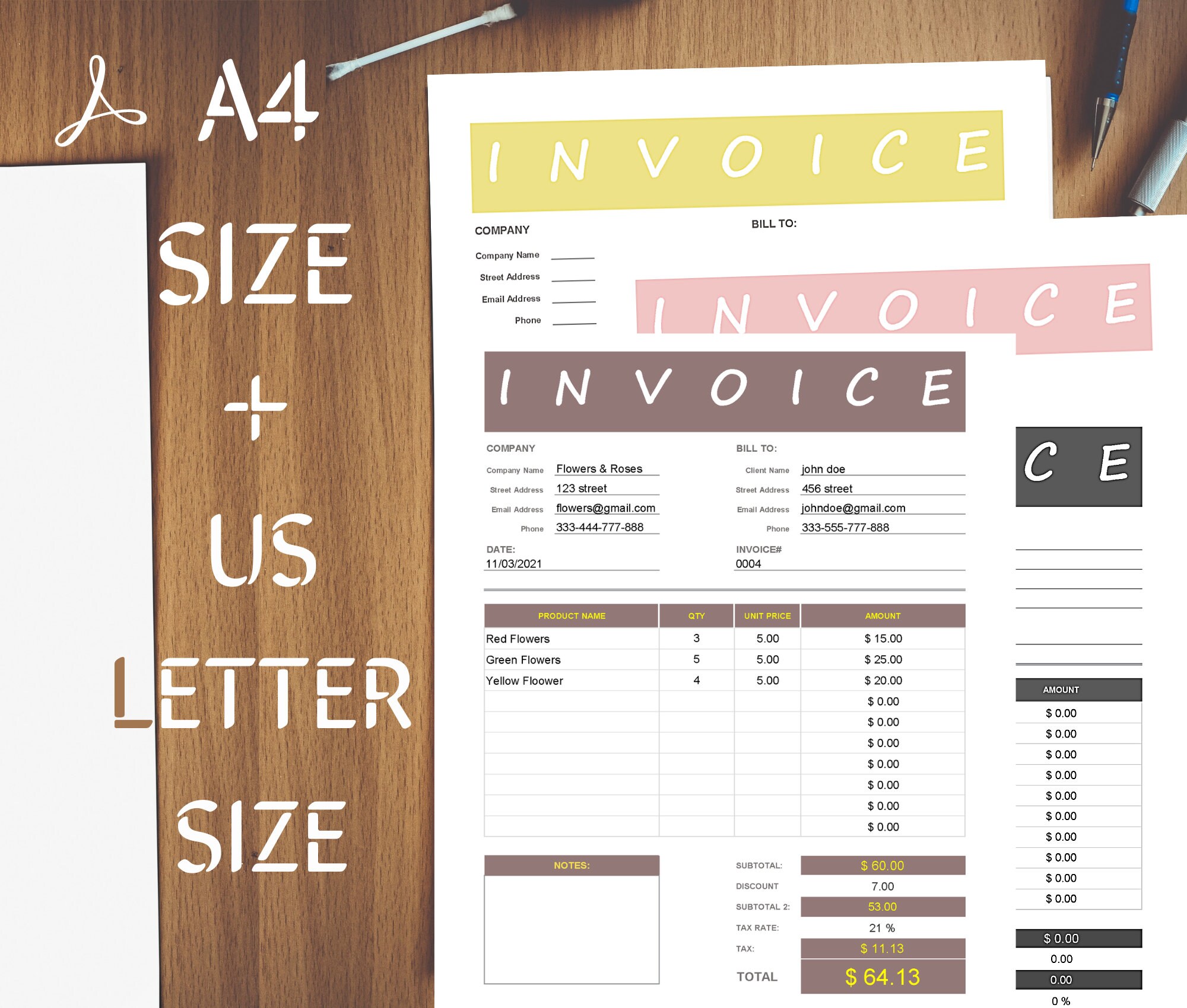 12 invoice template pdf printable invoice invoice printable etsy