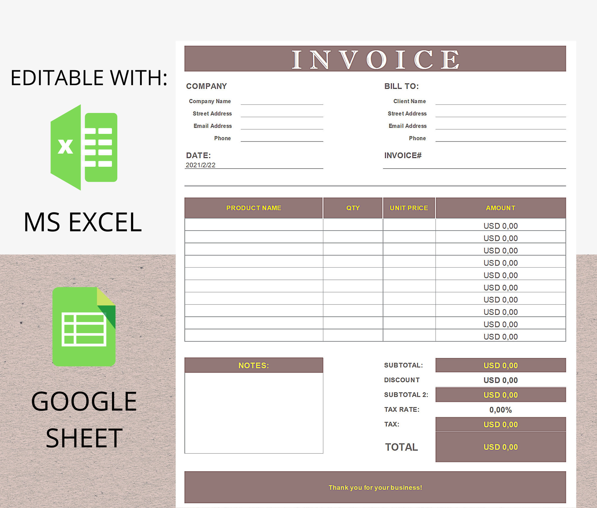 12 invoice template printable invoice invoice printable etsy